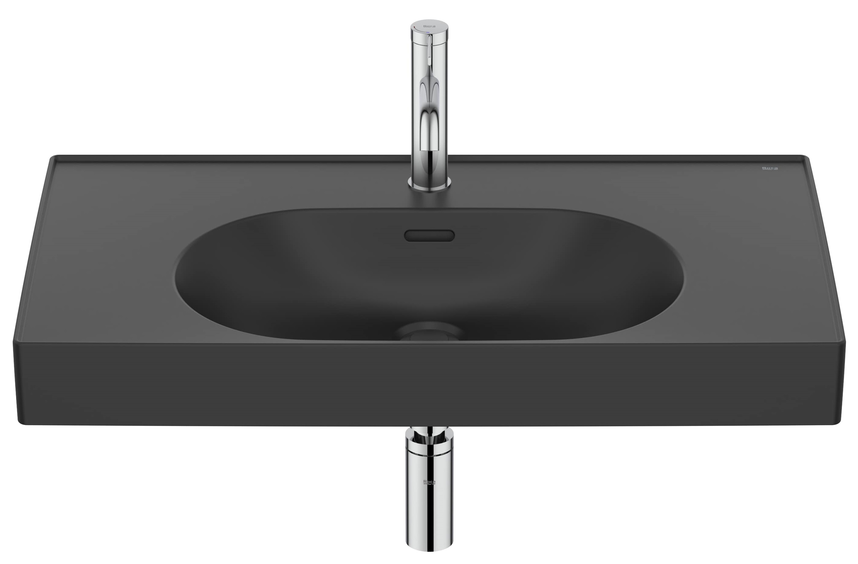 Roca Meridian umywalka 80x46 cm prostokątna ścienna-meblowa czarna A327745080