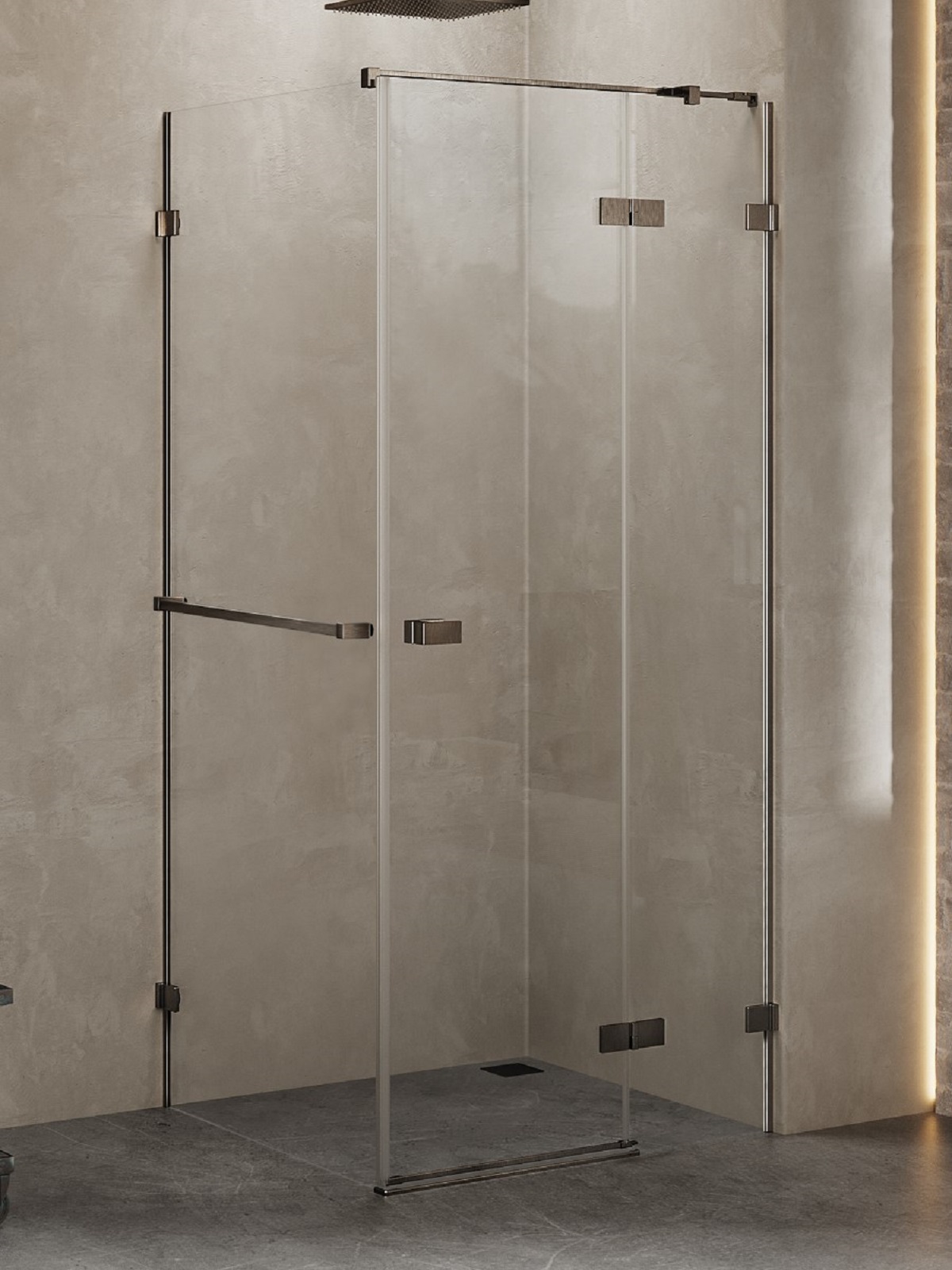 New Trendy Avexa kabina prysznicowa 90x80 cm prostokątna prawa gunmetal szczotkowany/szkło przezroczyste EXK-3295