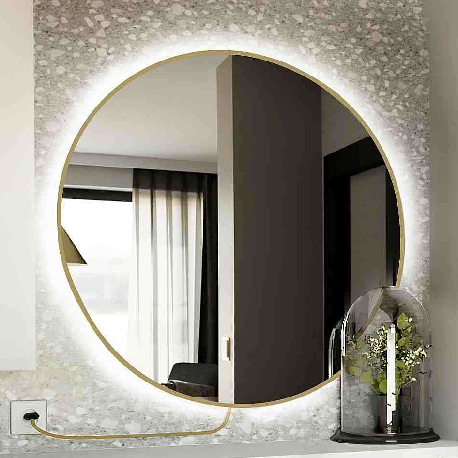 Baltica Design Electra lustro 60 cm okrągłe z oświetleniem LED złote barwa ciepła - Wysyłka w 24h