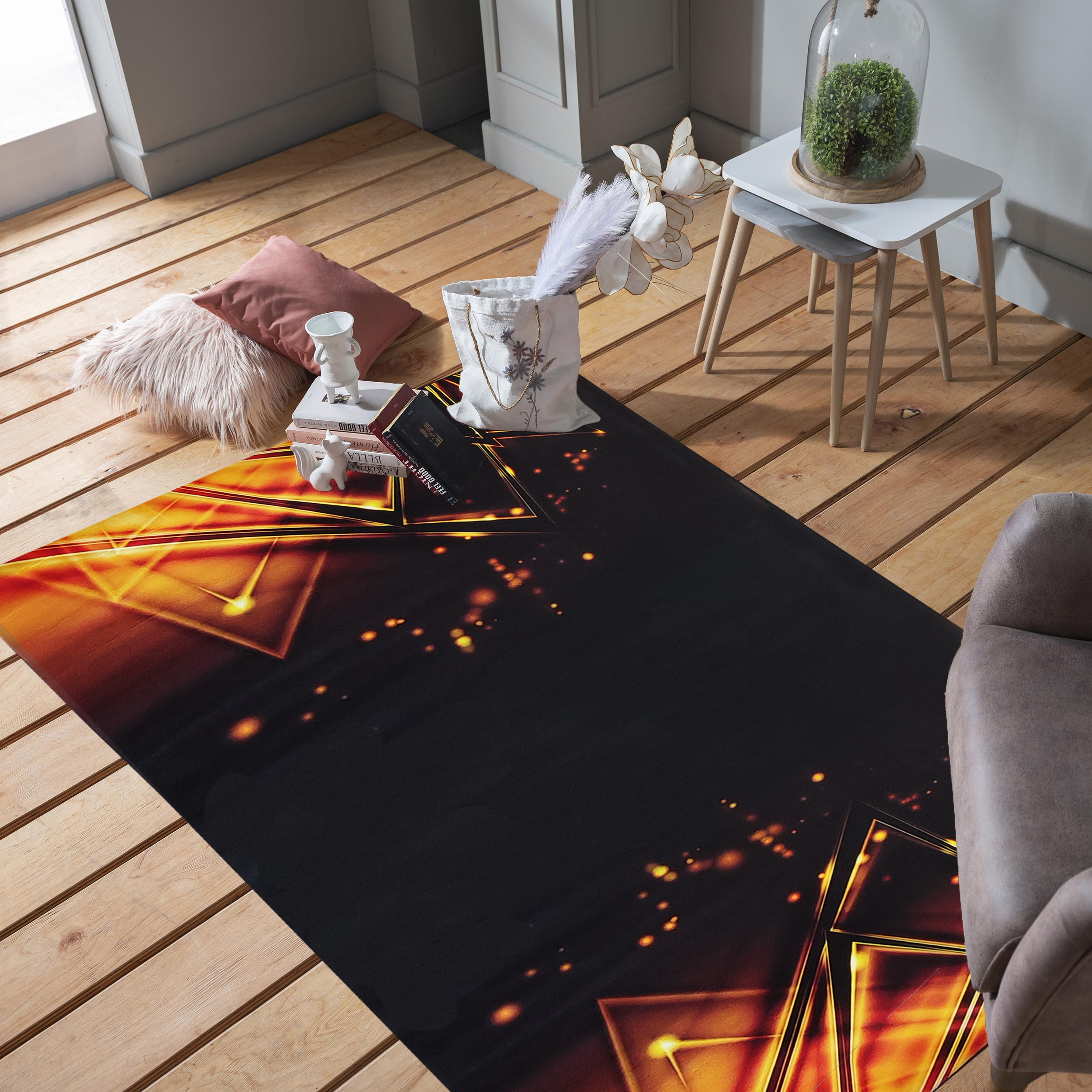 Dywan - 60 x 100 cm - Czarny ze złotym - Nowoczesny - Dywanopol