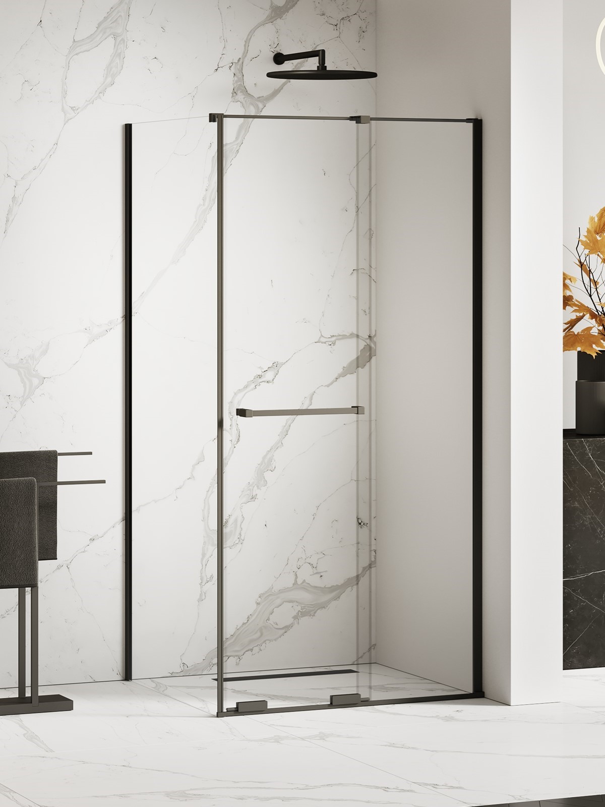 Darmowa Dostawa - Kabina prysznicowa 130x120 cm prostokątna czarny mat/szkło przezroczyste New Trendy Smart Black EXK6658