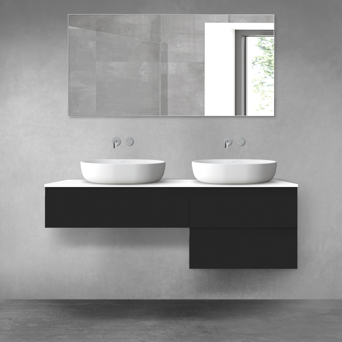 Darmowa Dostawa - Zestaw mebli łazienkowych 140x46.4x48.6 cm podumywalkowa wisząca biała Oltens Vernal 68290300