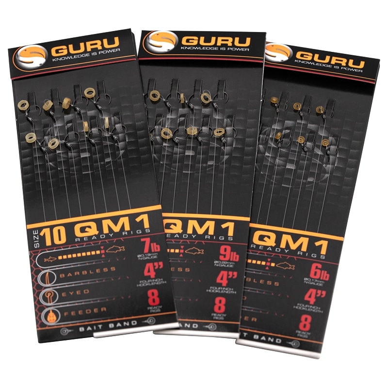 Guru Haczyki Z Przyponem Ready Rig QM1 Barbless Bands Z Gumką 10cm Nr16