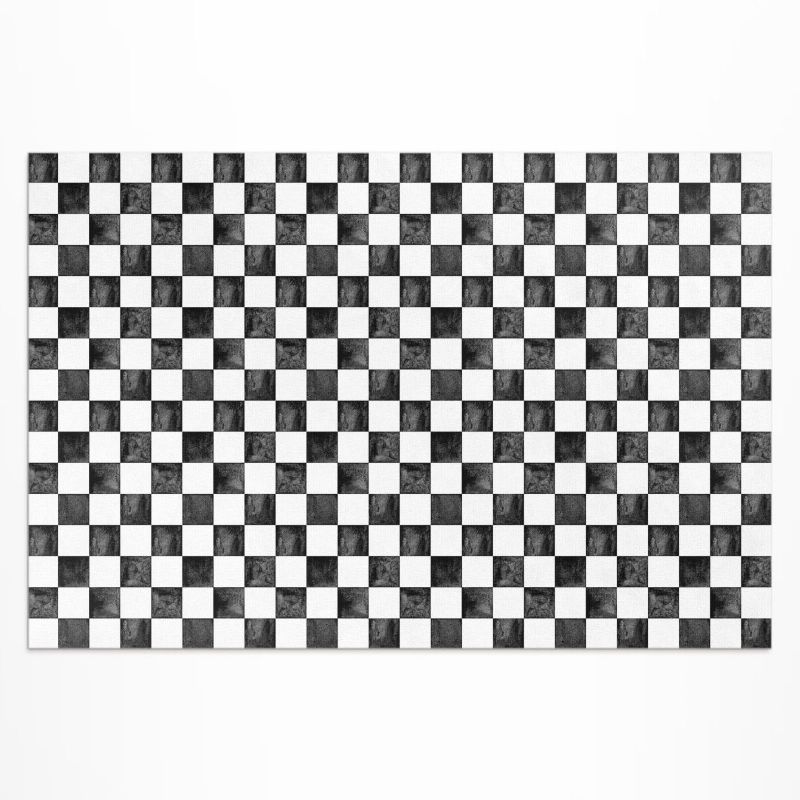 Dywan Winylowy Z Nadrukiem Wallfluent 120x180 cm Kamienna szachownica monochromatyczna 1 szt.