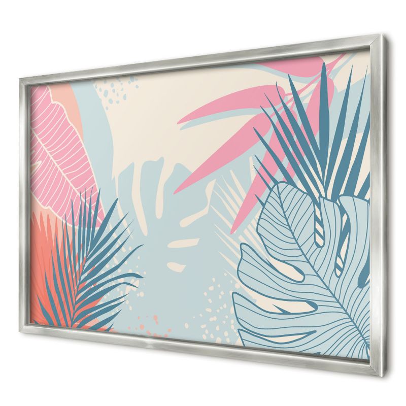 Ozdobna tablica magnetyczna Wallfluent 60x40 Tropikalna abstrakcja w srebrnej ramie 1szt