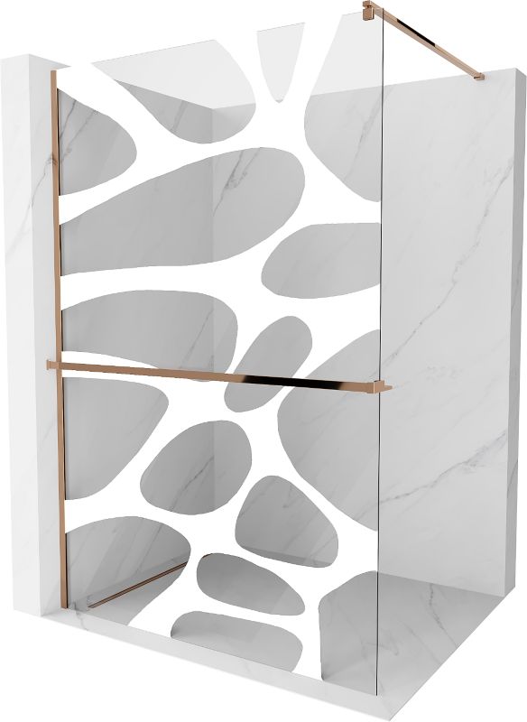 Ścianka prysznicowa Mexen Kioto+ biały wzór różowe złoto 70x200 cm 800-070-121-60-97 1 szt.
