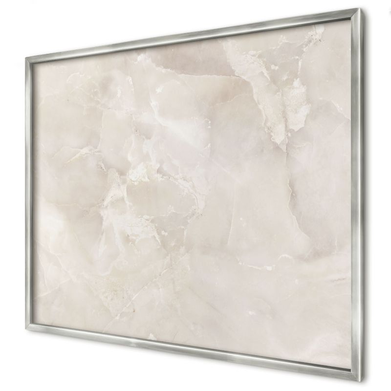 Tablica magnetyczna do salonu Wallfluent 80x60 Marmur beżowy w srebrnej ramie 1szt