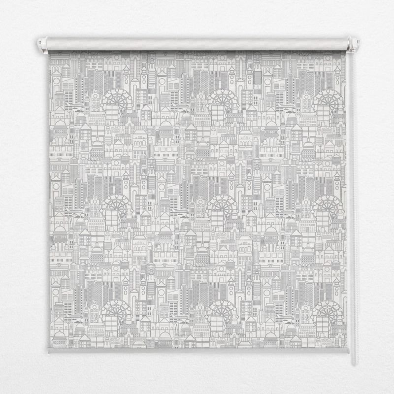 Roleta Do Okien Tulup 100x140 cm Szkic Miasta Montaż do ściany/sufitu 1 szt.