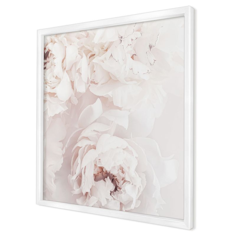 Ozdobna tablica magnetyczna Wallfluent 50x50 Białe peonie w białej ramie 1szt