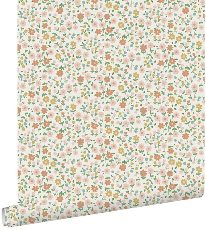 Tapeta ESTAhome kwiaty ochry żółtej,delikatnego różuIterakota 53 cm x 10.05 m - 1 rol.