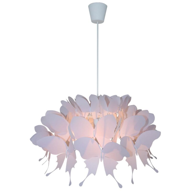 Lampa wisząca Light Prestige Farfalla 3942 różowo-biała dziecięca w motylki 1xE27 x 60W 1 szt.