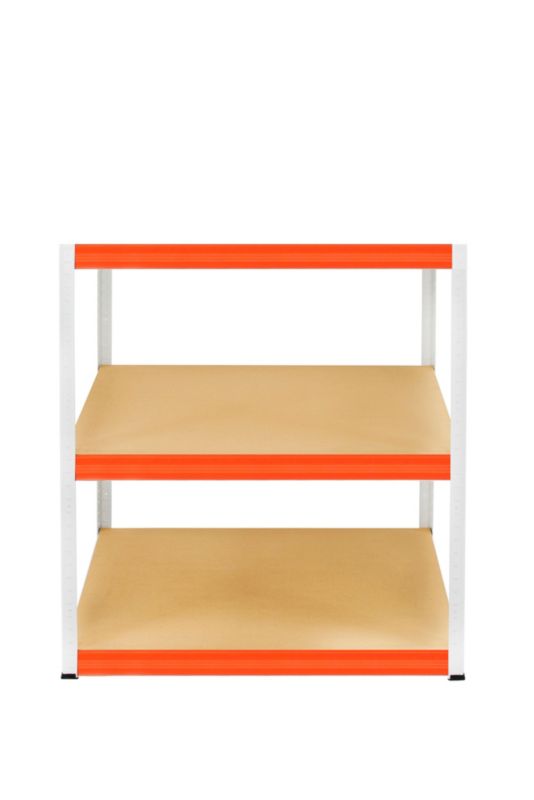Regał magazynowy garażowy metalowy MODO24 biało-pomarańczowy helios 106x75x35cm 3 półki po 400 kg 1 szt.