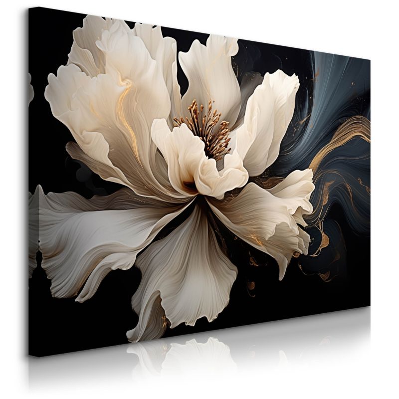 Obraz Muralo Do Salonu Biały Kwiat Abstrakcja Styl Glamour 3D 70x50 cm 1 szt.