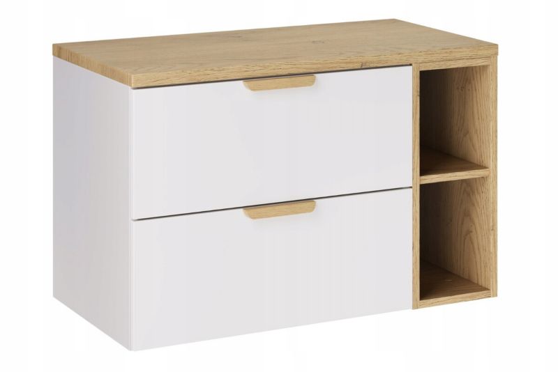 Szafka pod umywalkę Furnidea 80 cm z blatem i regałem biały mat Aster 1 szt.