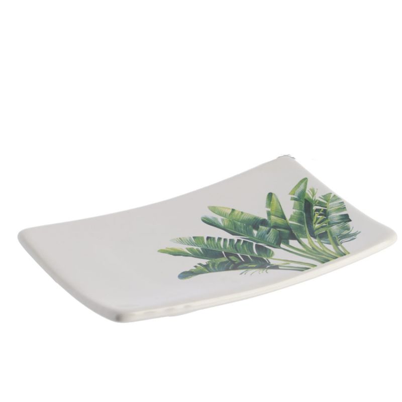Mydelniczka łazienkowa Oasis TENDANCE biała z liśćmi 15x9,5 cm 1 szt.