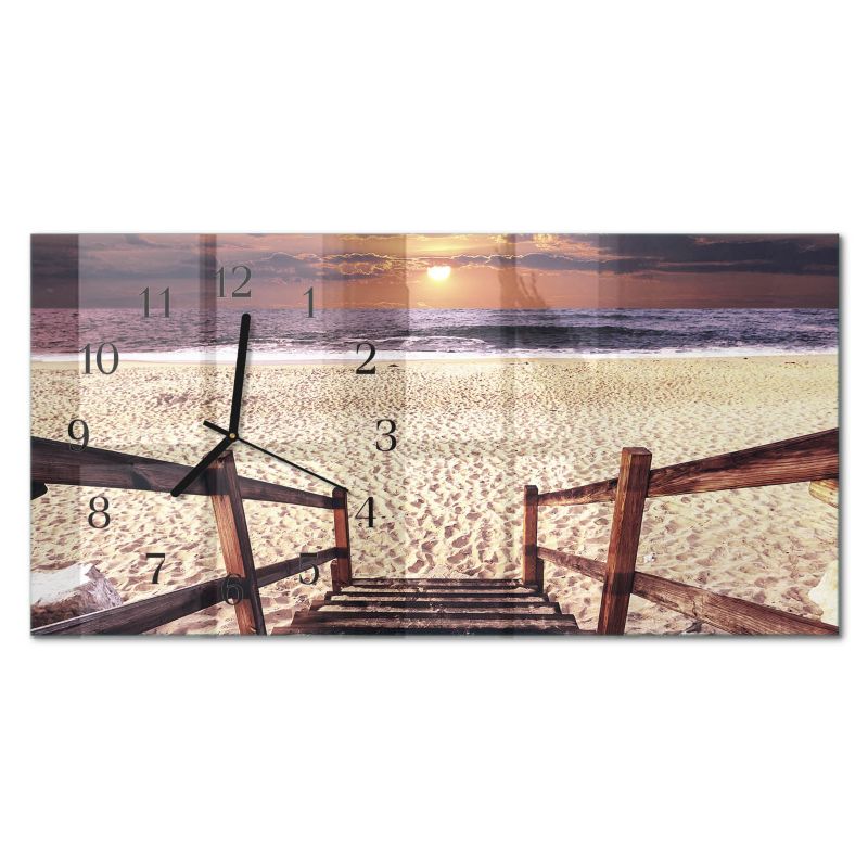 Zegar Ścienny Do Salonu Tulup 60x30 cm z Czarnymi Wskazówkami Schody na plażę 1 szt.