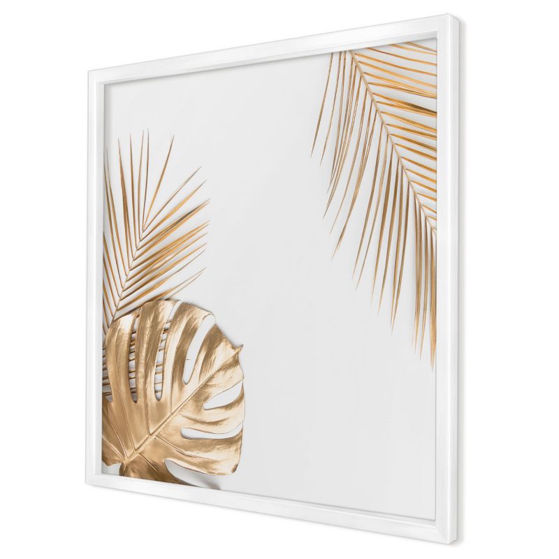 Magnetyczna tablica ozdobna Wallfluent 50x50 Eleganckie liście w białej ramie 1szt