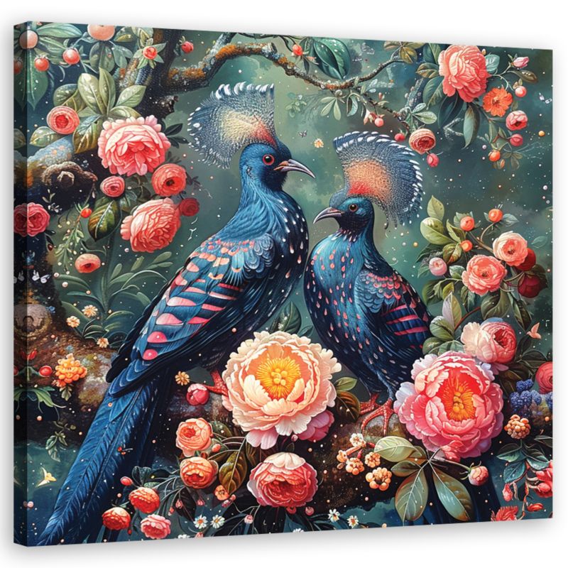 Obraz do salonu sypialni Feeby Ptaki Kwiaty Vintage 30x30 cm 1szt