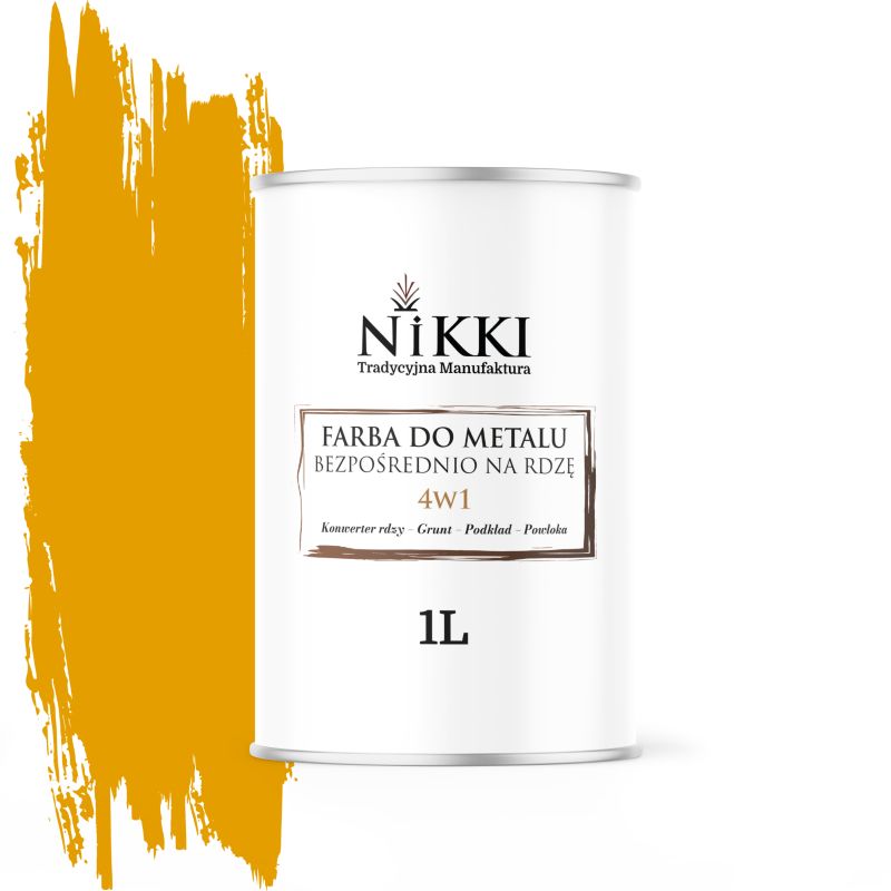 Farba do Metalu Antykorozyjna 4w1 NIKKI Żółty złoty RAL1004 Satyna 1L
