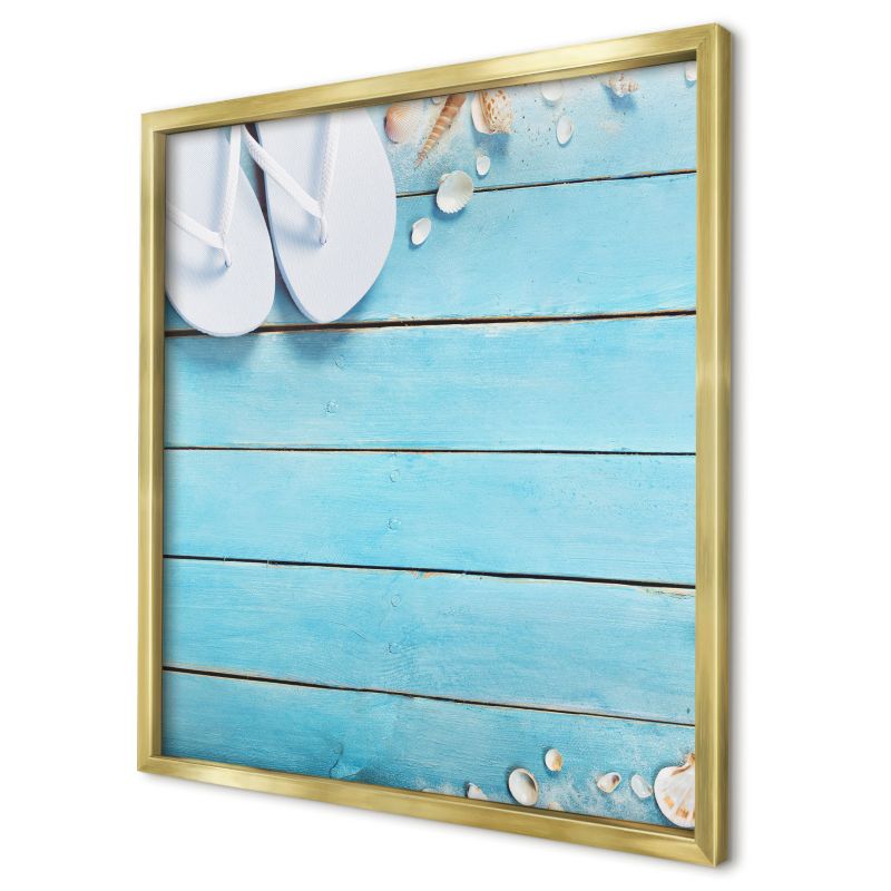 Tablica magnetyczna do salonu Wallfluent 50x50 Wakacyjny odpoczynek w złotej ramie 1szt