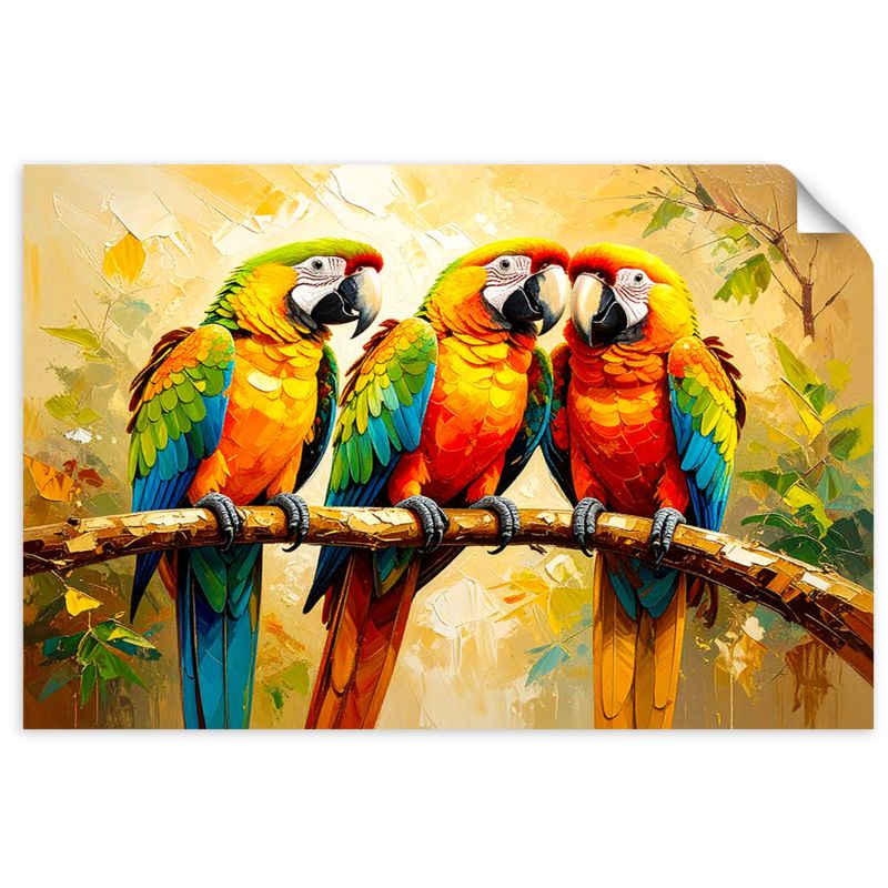 Naklejka samoprzylepna Feeby Kolorowe Papugi na gałęzi 150x100cm 1szt
