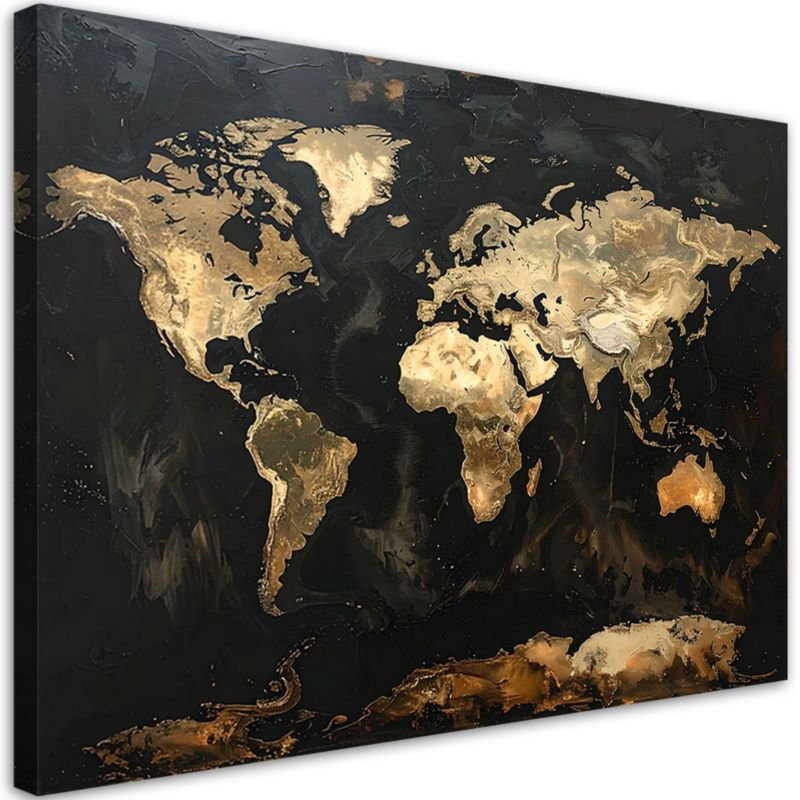 Obraz nowoczesny do salonu biura loftu Feeby Złota mapa świata 60x40cm 1szt