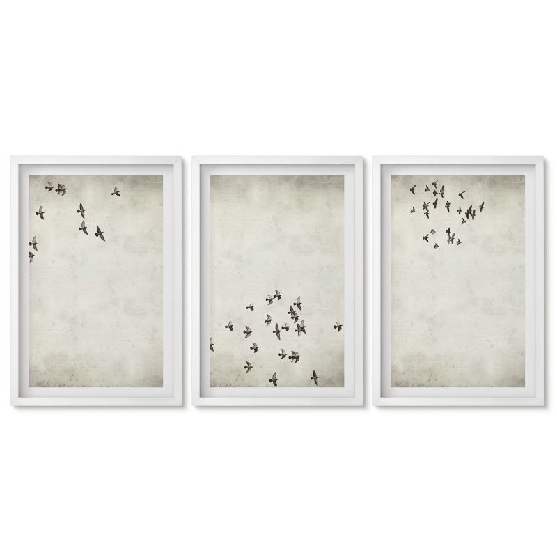 Obrazy w białej ramie Tulup 40x60 cm Minimalistyczny malunek ptaków Galeria ścienna 1 kpl