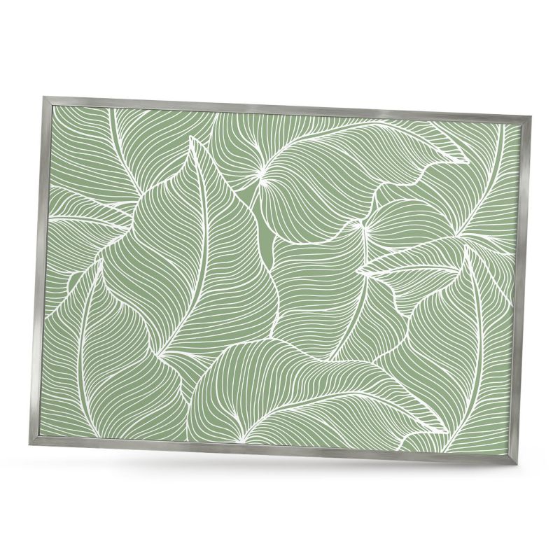 Ozdobna tablica na magnesy ArtPrintCave 70x50 Tropikalne liście w srebrnej ramie 1szt