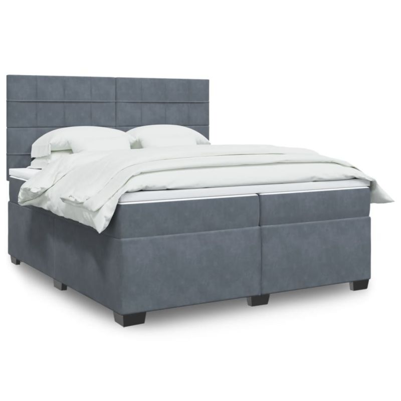Łóżko z materacem WaszeMeble 200x200 cm Ciemnoszary aksamit z LED WM-3293303 1 szt.