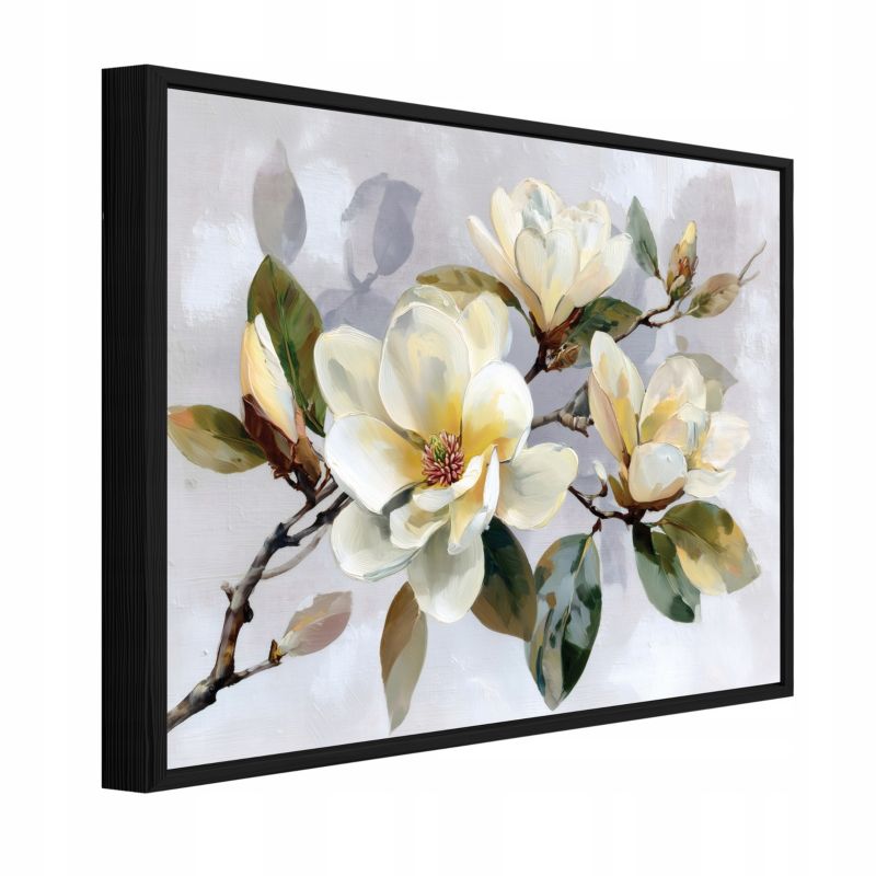 Obraz W Ramie WALLARENA Do Sypialni Salonu Na Płótnie Kwiaty Abstrakcja Beton Szary 60x40 cm PPR16448O4 1 szt.