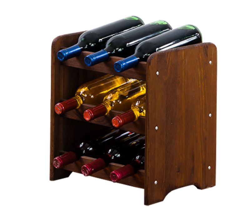 Stojak na wino MODO24 drewniany na 9 butelek brązowy 1 szt.