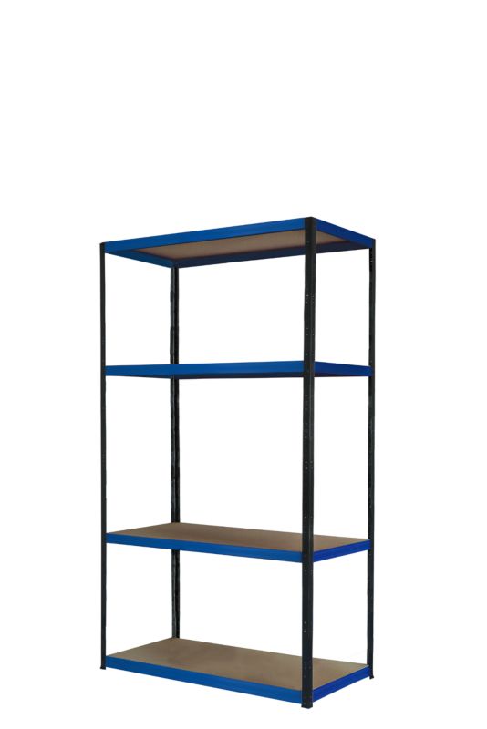 Regał metalowy MODO24 magazynowy garażowy grafitowo-niebieski helios 180x90x60cm 4 półki po 275 kg 1 szt.