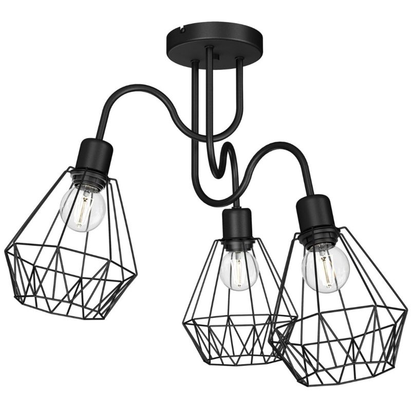 Lampa wisząca Luminex Bergen czarny matowy wym: 50 x 51 x 51 cm 3xE27 x 15W 1 szt.
