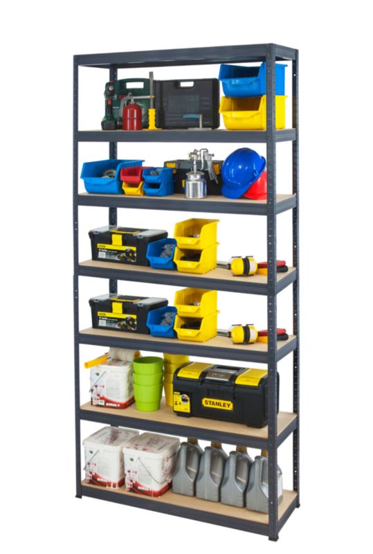 Regał metalowy MODO24 magazynowy grafit premium helios 270x150x35cm 7 półek po 275 kg 1 szt.