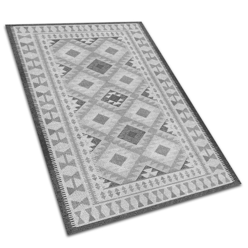Dywan Na Zewnątrz Tulup 150x225 cm Odporny Na Warunki Atmosferyczne Szare romby 1 szt.