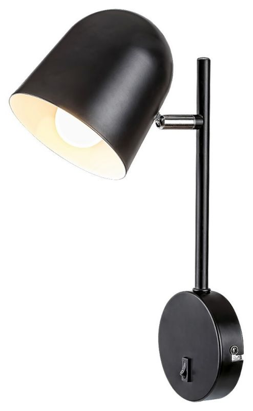 Kinkiet ścienny Rabalux Egon czarny matowy z włącznikiem 1 x E14 x IP20 wym: 33 x 11,5 x 18 cm - 1 szt.