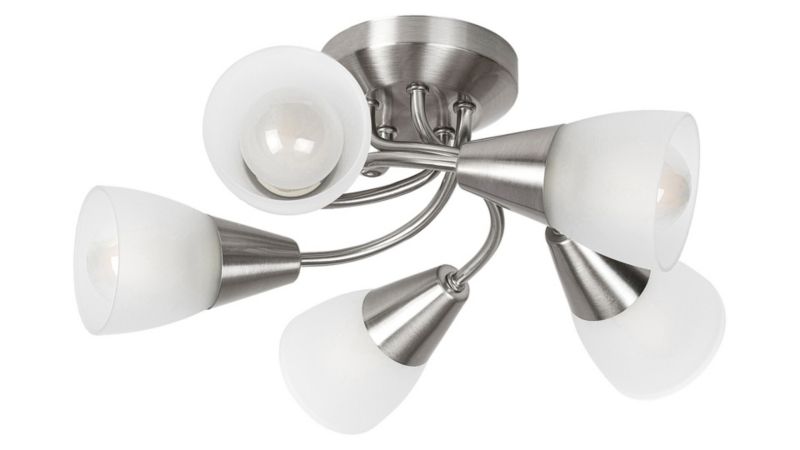 Lampa sufitowa wisząca Rabalux Connor chrom satynowany-szkło opalizowane wym: 14,5 x 34 x 34 cm 5xE14 x 1 szt.