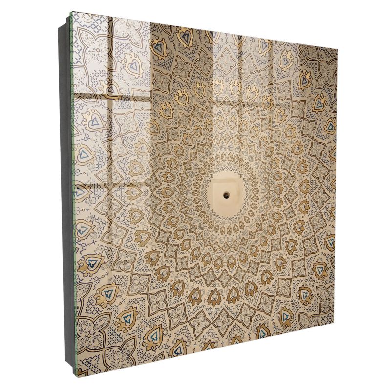 Skrzynka Na Klucze Szkło Hartowane Tulup 30x30 cm Ozdobna mandala - Czarna - Otwierana na prawo 1 szt.