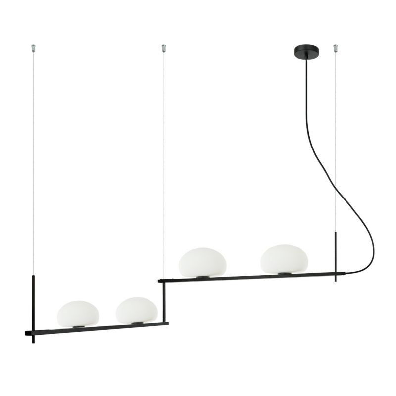 Lampa wisząca białe klosze na konstrukcji Italux Kernio czarna 4xG9x25W IP20 wym:120x155,5x18cm - 1 szt.