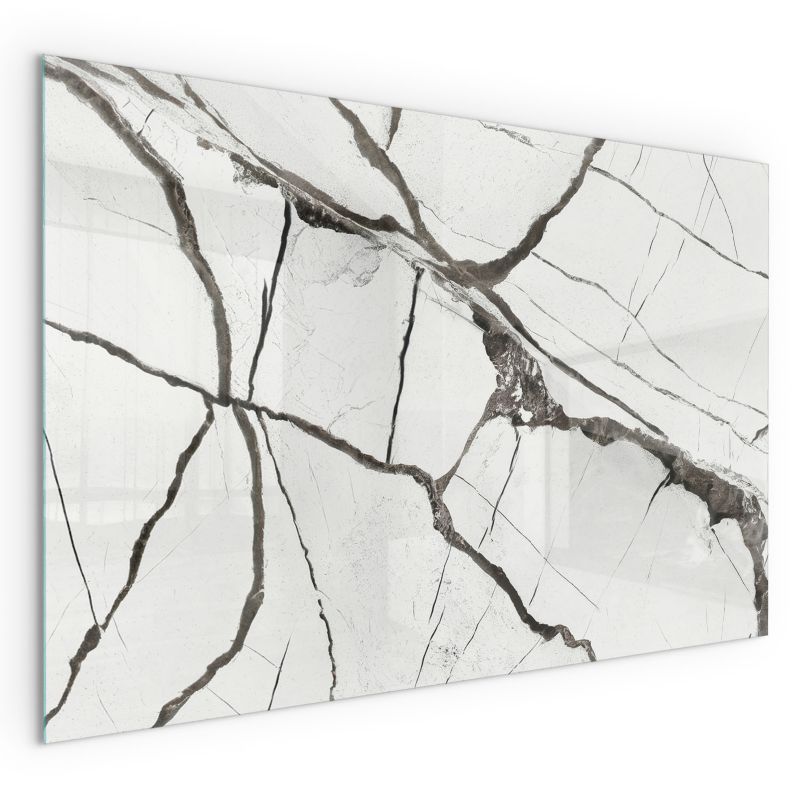 Szklana Podkładka Pod Kominek Prostokąt Wallfluent 100x70 cm Marmurowe żyłki 1 szt.