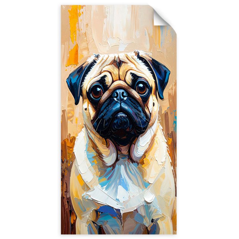 Naklejki samoprzylepne do salonu sypialni Feeby Mops Pies Zwierzę Beżowy 80x160cm 1szt