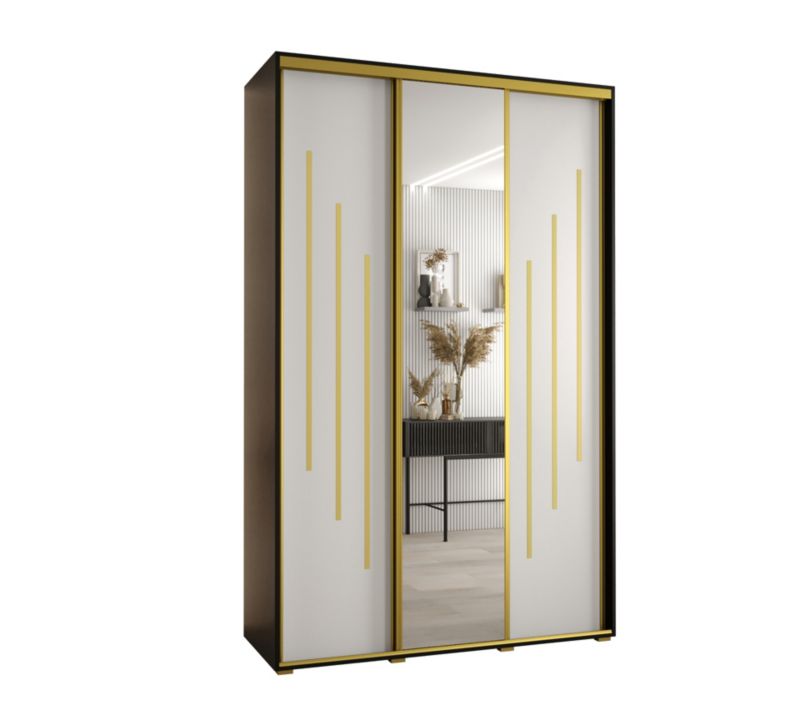 Szafa przesuwna Abiks DAVOS 9 wysoka szer.160cm gł.60cm czarny/biały/złoty 1szt.