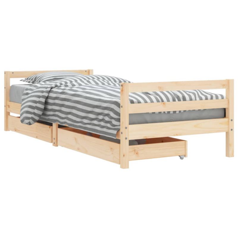 Łóżko Drewniane WaszeMeble z Szufladami 90x190 cm Brązowe WM-834447 1 szt.