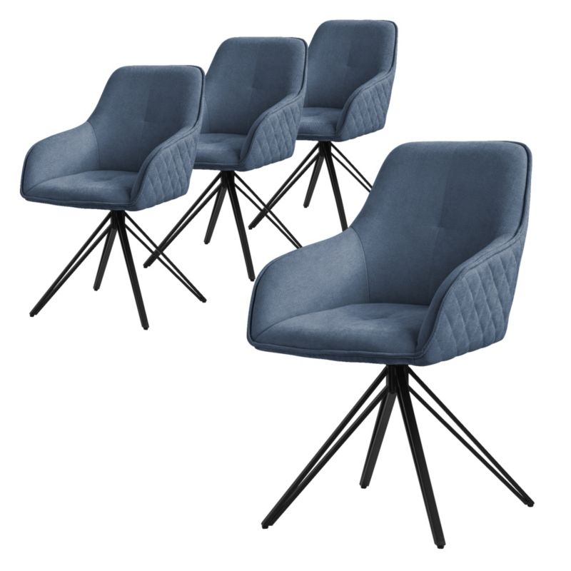 Krzesło Obrotowe Tapicerowane ML Design 360 do jadalni niebieski tapicerowane fotele metalowe nogi oparcie ergonomiczne 4 szt