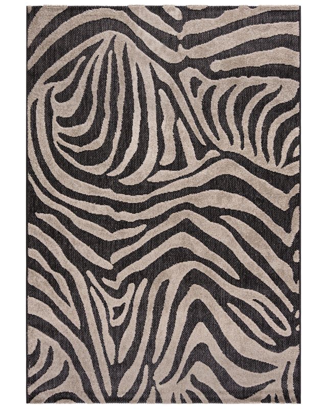 Dywan zewnętrzny/wewnętrzny zebra Zebra Beige Mazovia 140x200cm wodoodporny na balkon, taras, beżowy, czarny, kremowy 1 szt.