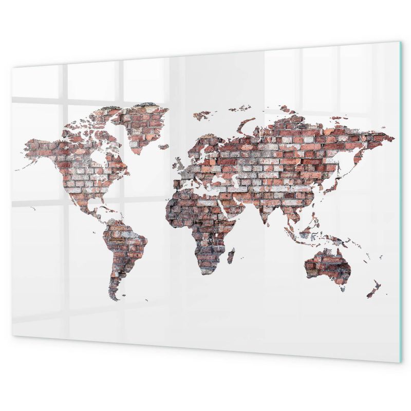Tablica Magnetyczna Do Rysowania Tulup 60x40 cm Ceglana mapa świata Na notatki i zdjęcia Czarny marker 1 kpl