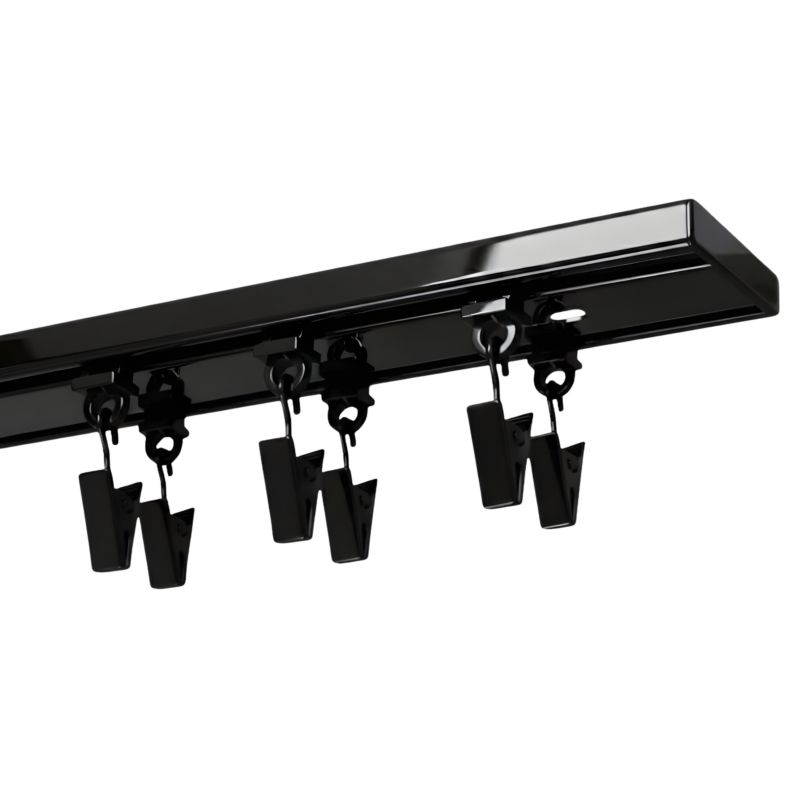 Szyna sufitowa Kowalski 2-torowa aluminiowa czarna 750 cm z żabkami 1 kpl.