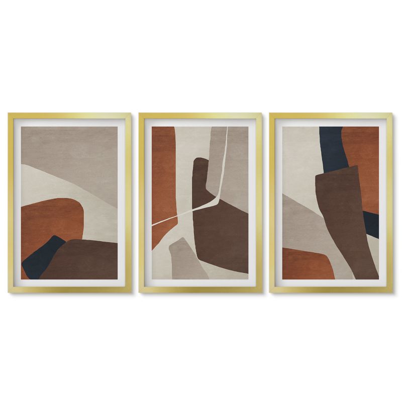 Komplet obrazów złota rama Tulup 40x60 cm Abstrakcyjne struktury nowoczesne Obrazy w złotej ramie 1 kpl