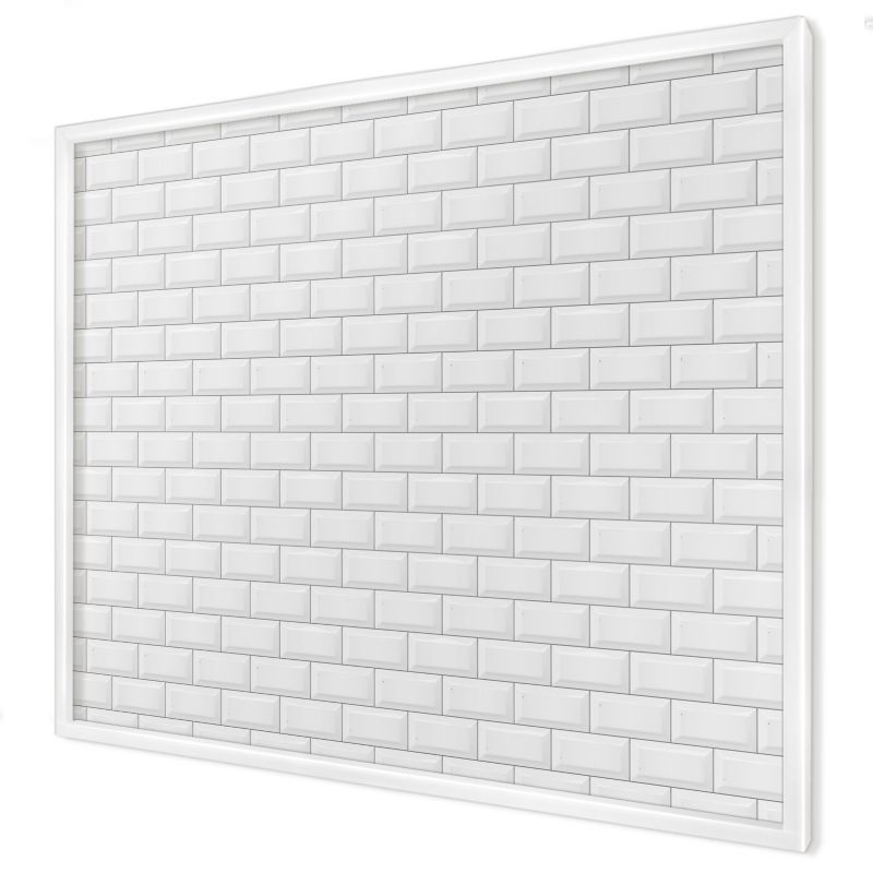 Tablica magnetyczna do salonu Wallfluent 80x60 Białe cegły w białej ramie 1szt