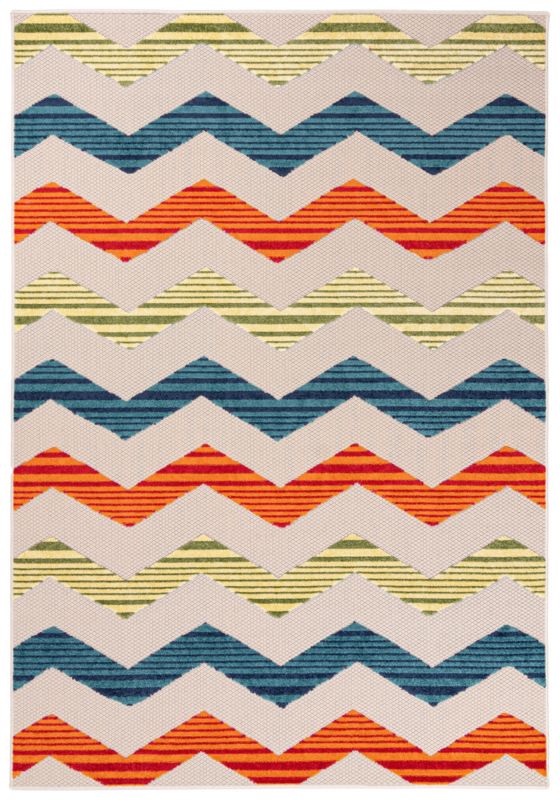 Dywan Zewnętrzny / Wewnętrzny Płaskotkany Aventura EC92A prostokąt Mazovia 140x 200 cm kolorowy motyw chevron,geometryczny 1 szt.